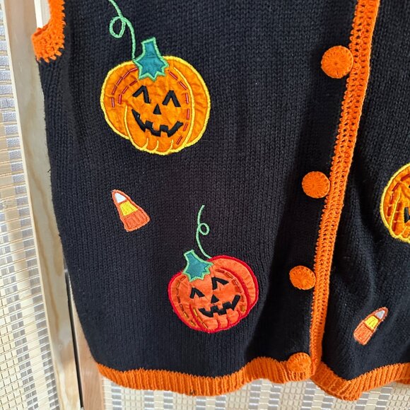 Vintage Basic Editions Halloween Pumpkin Candy Corn Embroidered  SOLD - Picture 3 of 9